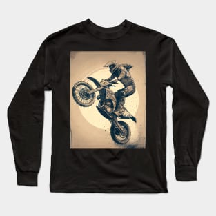 Dirt bike stunt tan background Long Sleeve T-Shirt